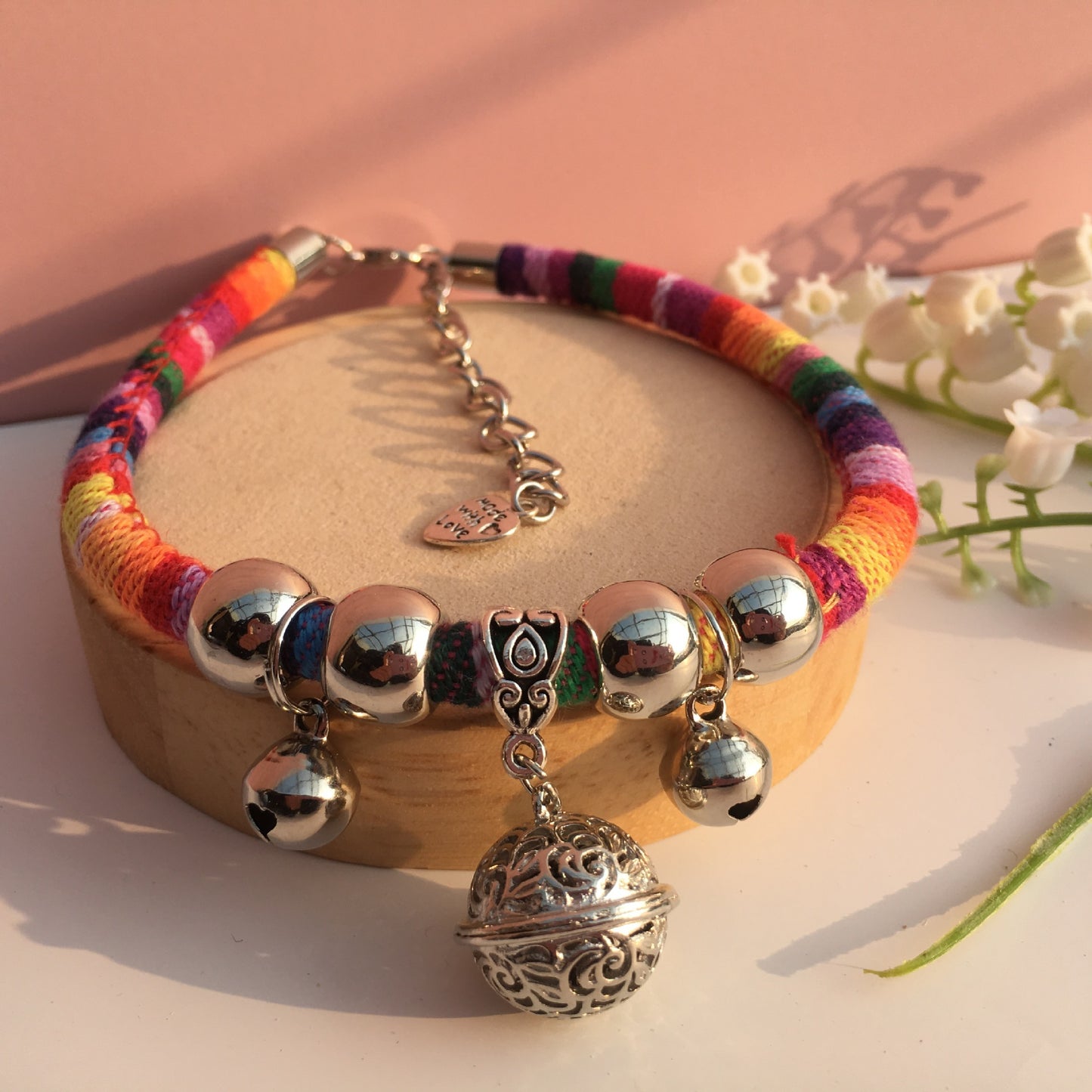 Multicolored Cat Collar with bell