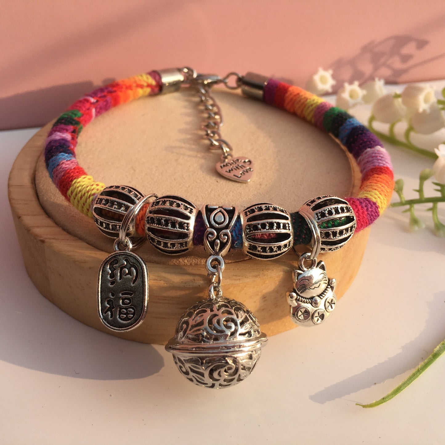 Multicolored Cat Collar with bell