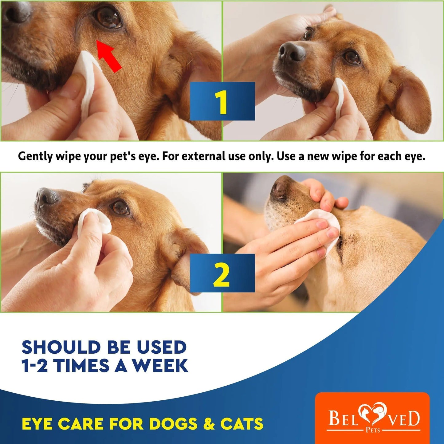 Pet Eye Care Wipes 120ct - Tear & Stain Remover